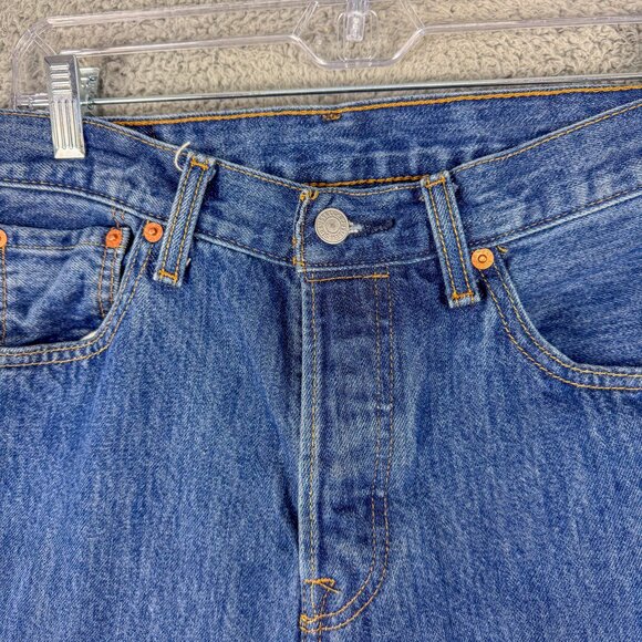 Levis 501 Jeans Mens 30 Blue Button Fly Denim Western Cowboy Outdoor 30x29 - Picture 4 of 15